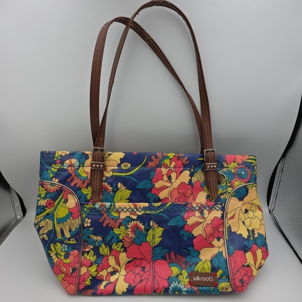 Sak Roots Sakroots 2 way CrossBody Bag Purse Multi Color‎ Floral coated canvas